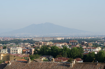 Royal Palace of Caserta and Vesuvius in the background