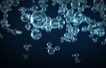 Water liquid Molecule Abstract background 3d rendering