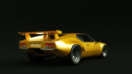 Orange 70s Sports Car 3d illustration