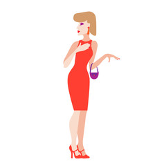 Obraz na płótnie Canvas girl in red dress fashion pop art vector illustration
