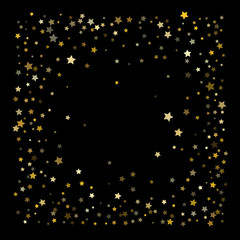 Gold Dust, Sparkles, Premium Star Scatter Vector Background Falling Stars Garland, Frame, Border, Holidays, Christmas, New Year on Black. Firework, Magic Lights, Glitter, Glamour Silver, Gold Dust