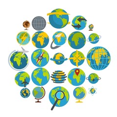 Globe Earth icons set. Flat illustration of 25 Globe Earth vector icons isolated on white background