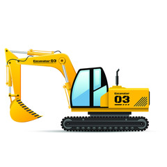 Yellow crawler-mounted excavator