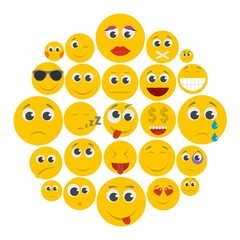 Fototapeta premium Smile icon set isolated. Flat illustration of 50 smile vector icons for any web design
