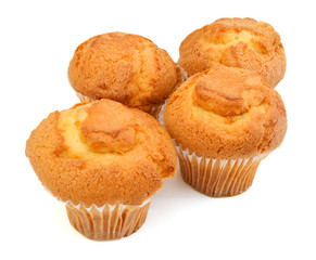 tasty muffin cake, isolated on white