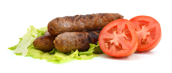 Grilled bratwurst isolated on white