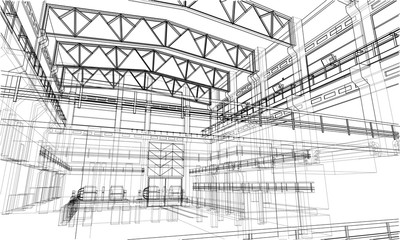 Industrial zone sketch. Vector