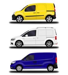 realistic cargo vans set. side view