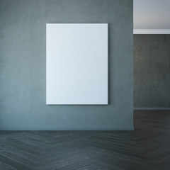 blank picture on the wall, 3d rendering