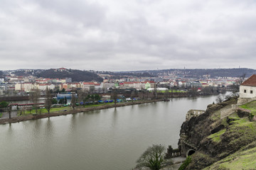 Fototapeta na wymiar On the steep Bank of the Vltava river