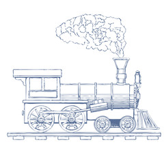 Vintage Steam locomotive vector logo design template. train or transport icon. Vector