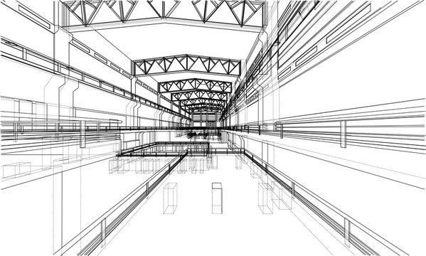 Warehouse sketch. Vector