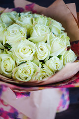 White roses in a bouquet