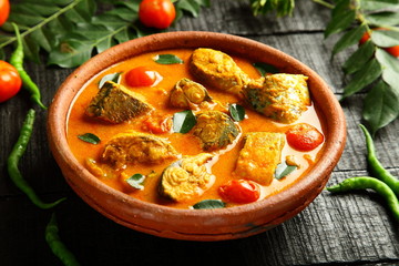 Homemade fish curry ,Indian cuisine.