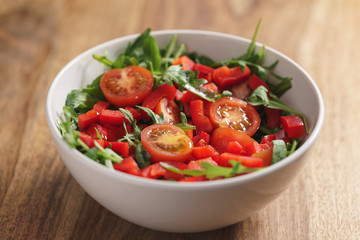 fresh salad with cherry tomatoes and arugula