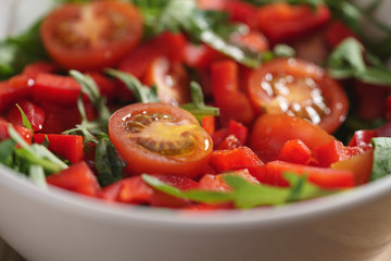 fresh salad with cherry tomatoes and arugula