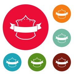 Badge king icons circle set vector isolated on white background