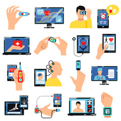 Digital Healthcare Technology Icons Set