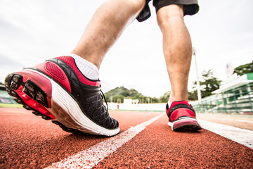 Exercise by jogging, stepping foot at the stadium