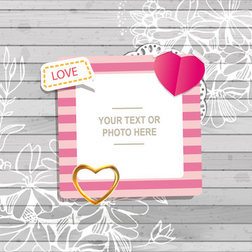 Decoration vector template frame. The photo frame you can use for kids picture or memories. Scrapbook design concept. Insert your picture.