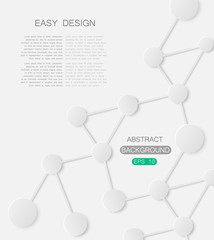 Abstract background structure DNA bio molecules on white background. Chemical bond background for banner, flyer or web. Molecular structure with white paper particles Vector illustration. EPS 10.