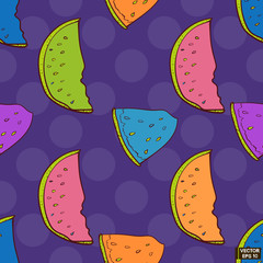 Seamless pattern with crazy watermelon.