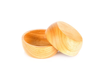 wooden bowl on a white background