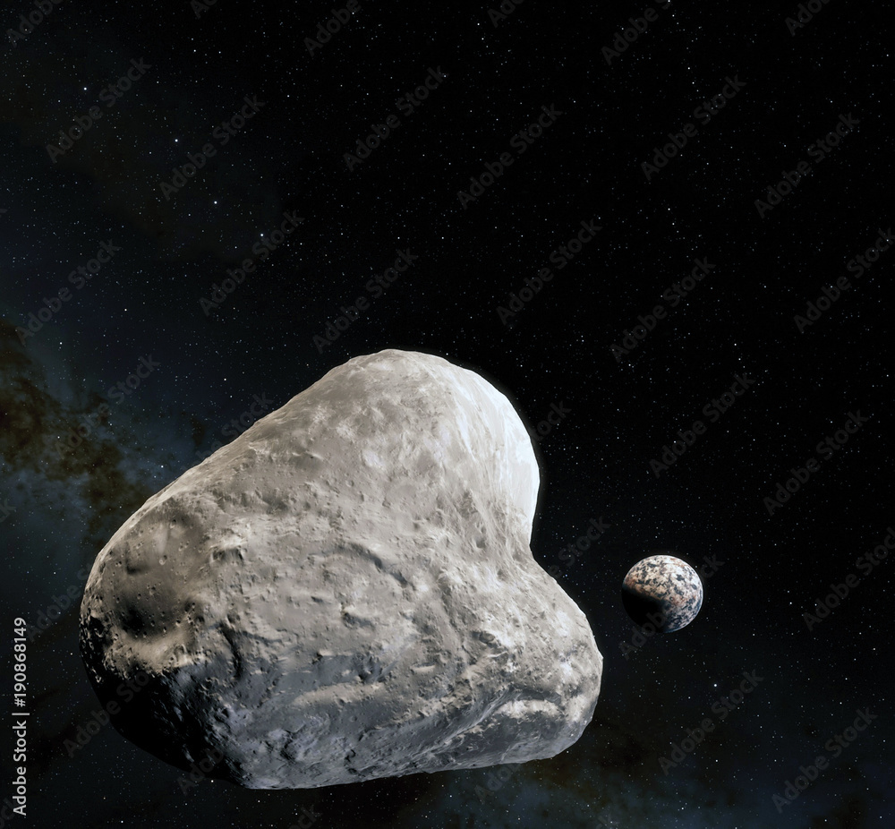 Wall mural moon surface. realistic 3d render of moon and space. space and planet. satellite. nebula. stars. ele