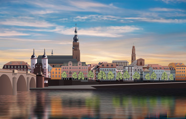 Naklejka premium Panoramic view of medieval town in Germany