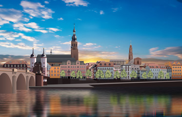 Fototapeta premium Panoramic view of medieval town in Germany