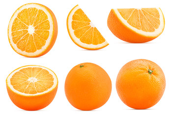 Collection fresh mandarin, slice, ring, half, whole