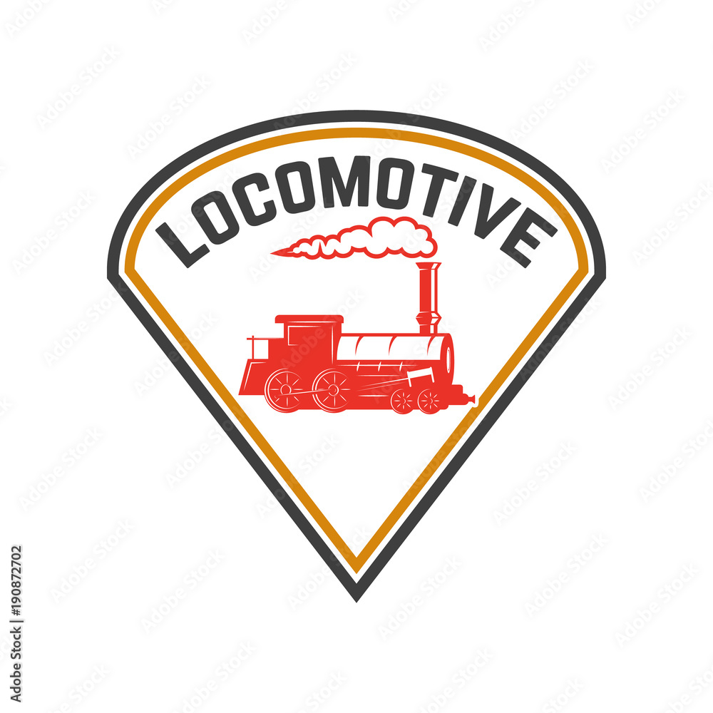 Wall mural emblem template with retro train. rail road. locomotive. design element for logo, label, emblem, sig