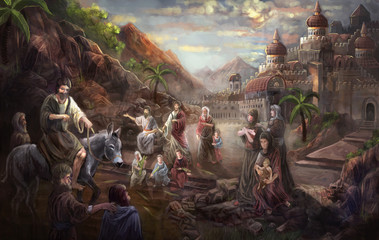 Jesus Christ entering Jerusalem
