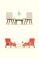 Set of furniture and Interior isolated background. vector illustration 