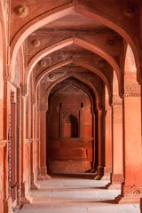 Fotobehang Monument Interieurelementen van het Rode Fort in Agra, India