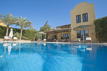 Swimming pool at a luxury tropical holiday villa