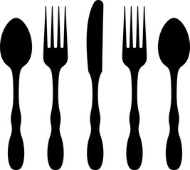 Cutlery Icon, Fork, Spoon And Knife
