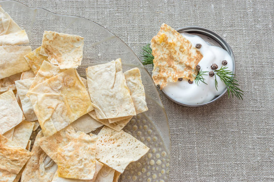 Homemade Spicy Pita Chips Made From Pita Bread