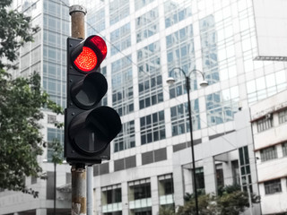 A Red Light Traffic On Highway