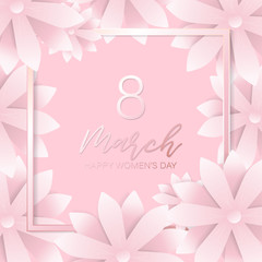 International Happy Women's Day with pink gold flower