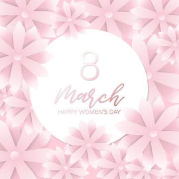 International Happy Women's Day with pink gold flower
