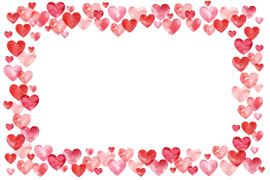 Valentines Day Background. Red Hearts Border Frame. Frame with Space for your Text.