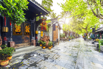 Fototapeta premium Old buildings in Kuan Alley and Zhai Alley, Chengdu, Sichuan
