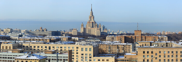 Panoramic view of the South-Western district of Moscow. Moscow, Russia.