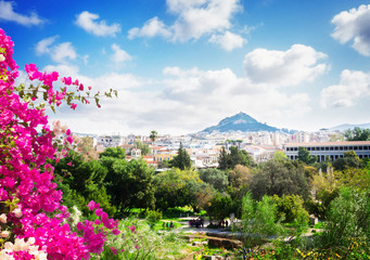 Cityscape of Athens with Lycabettus Hill