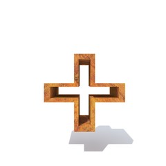 Fototapeta premium Conceptual old rusted metal font or type, iron or steel industry piece isolated white background. Educative rusty material, aged vintage surface, worn damaged object as 3D illustration rough surface