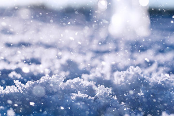 Fototapeta premium Texture of ice in winter. Pieces of frozen water on a street in 