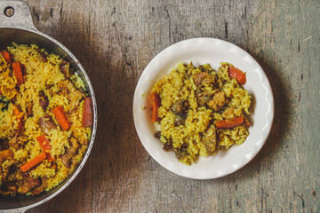 pilaf - rice with meat and spices