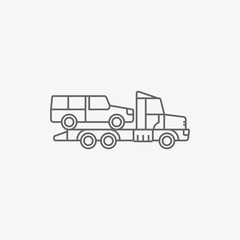 wrecker truck with evacuated car vector icon