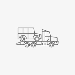 Fototapeta premium wrecker truck with evacuated car vector icon